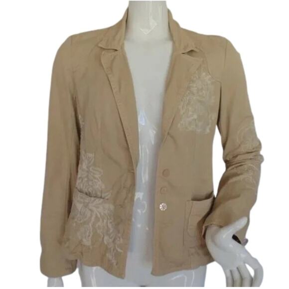 Johnny Was Blazer Womens S Embroidered Paradise Crest Carved buttons Bohemian - Picture 14 of 14